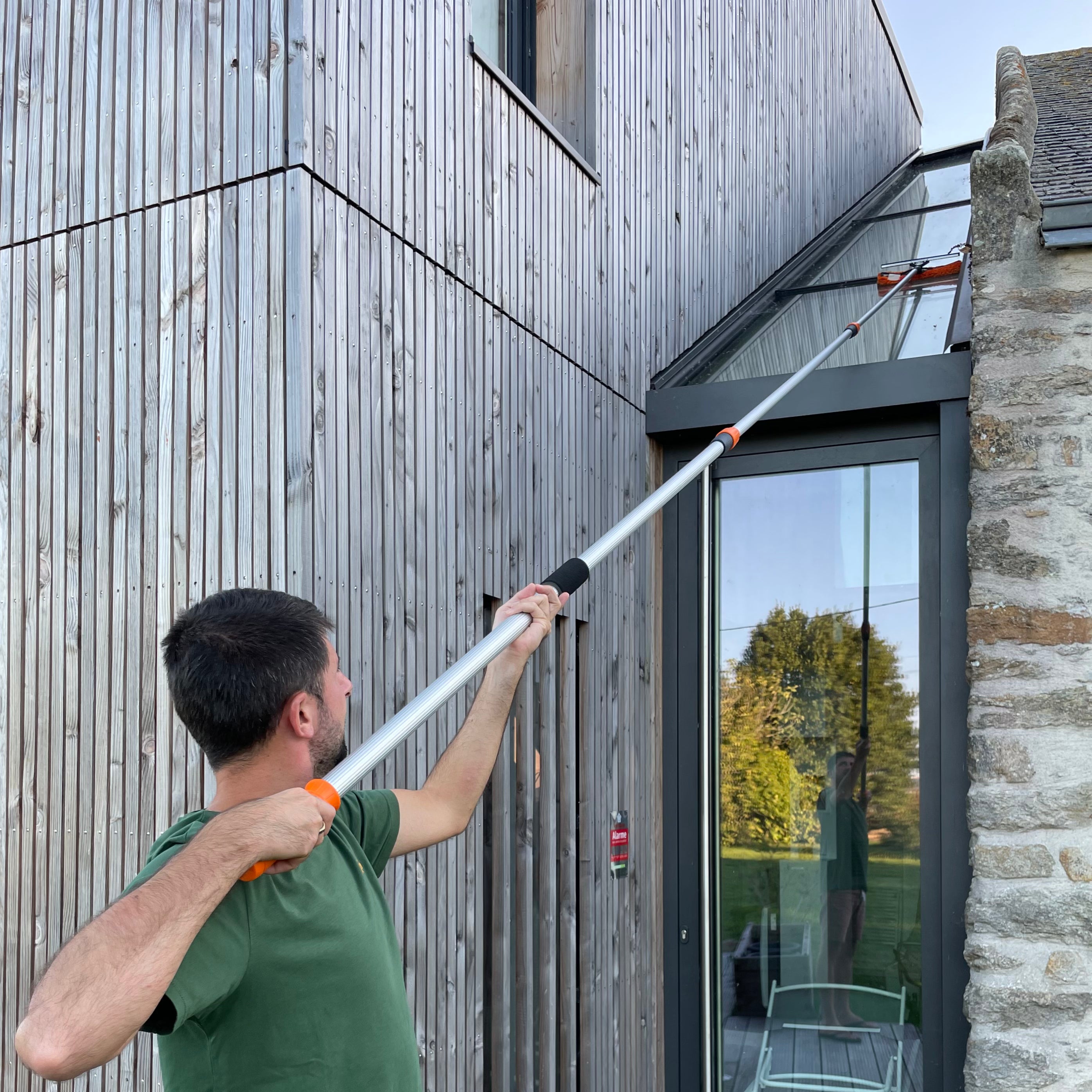 Professionelle Fensterwischer- und Abzieherkombination, für Teleskopstange